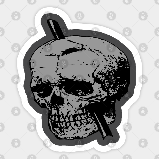 Grey Skull of Phineas Gage With Tamping Iron Trauma Sticker TeePublic